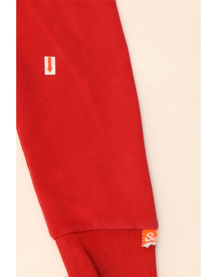 Maglione con cappuccio e zip da uomo Superdry piccolo in cotone rosso