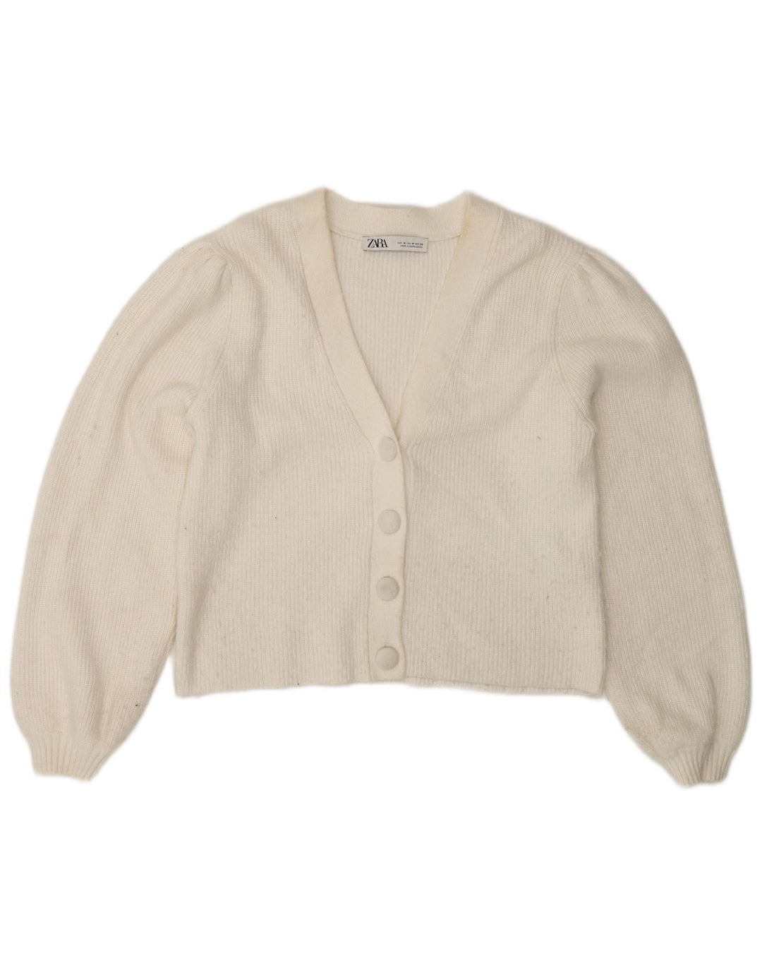 Maglione cardigan da donna Zara UK 12 viscosa bianca media