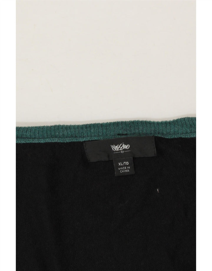 MOSSIMO Mens V-Neck Jumper Sweater XL Blue Colourblock Nylon Vintage Mossimo and Second-Hand Mossimo from Messina Hembry 
