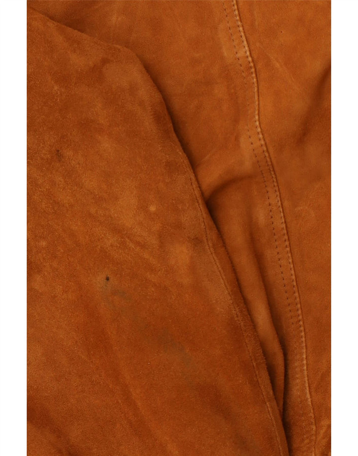 LAVORAZIONE ARTIGIANA Giubbotto Bomber Uomo in Pelle Scamosciata IT 48 Pelle Marrone Medio