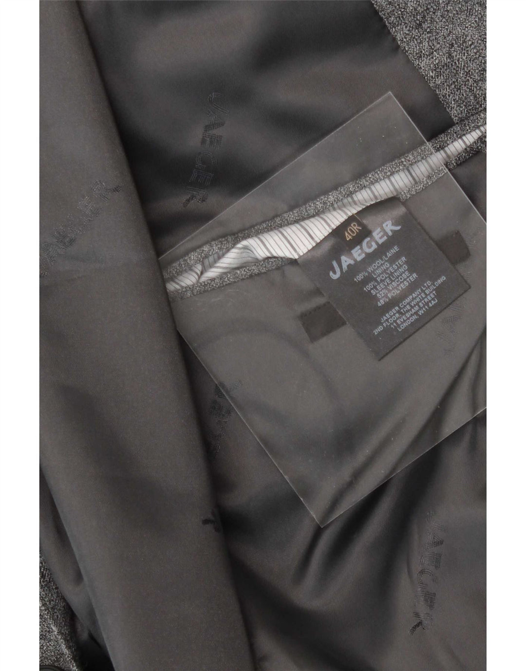 Giacca blazer da uomo a 2 bottoni Jaeger UK 40 grande lana grigia