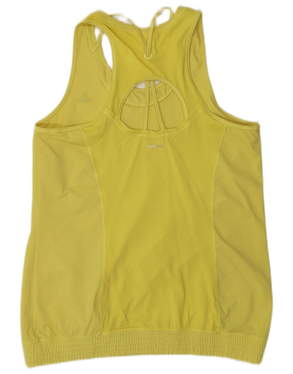 Adidas Womens Climacool Vest Top UK 16/18 Large Yellow Polyamide