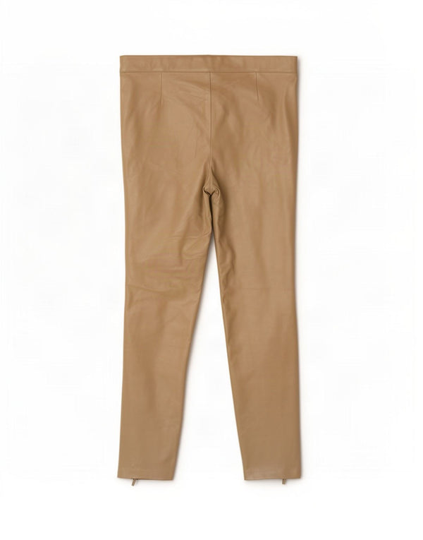 Pantaloni slim in pelle da donna Zara XL W32 L27 Beige