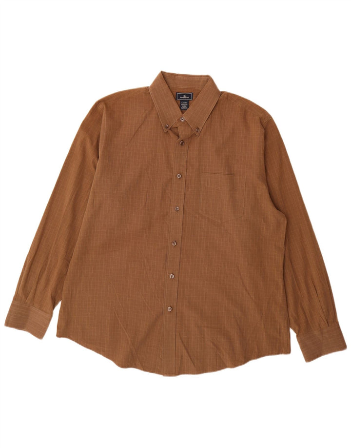 Camicia da uomo Dockers taglia 16 16 1/2 grande cotone a quadretti marrone
