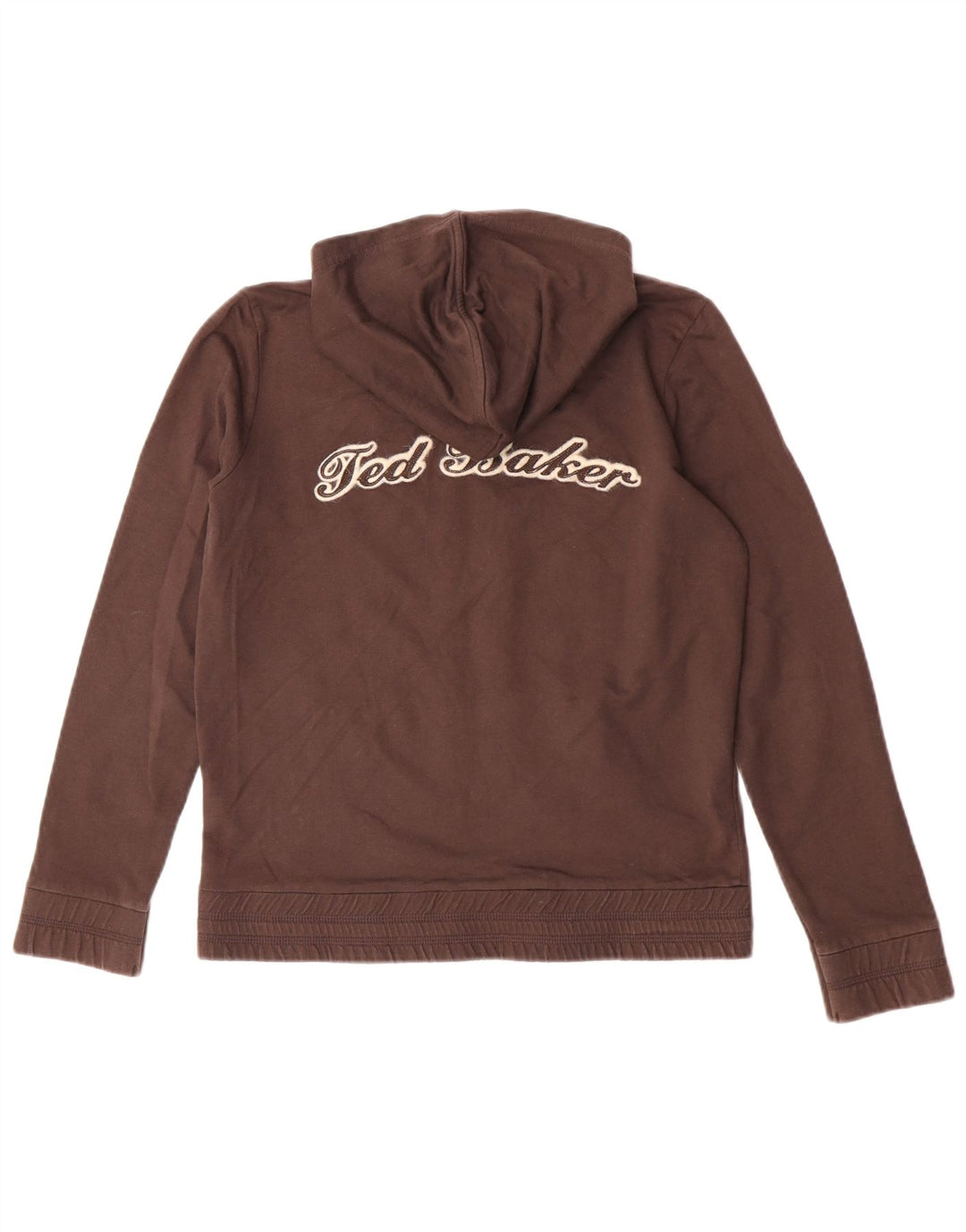 Maglione con cappuccio e zip grafica da donna Ted Baker taglia 3 in cotone marrone medio