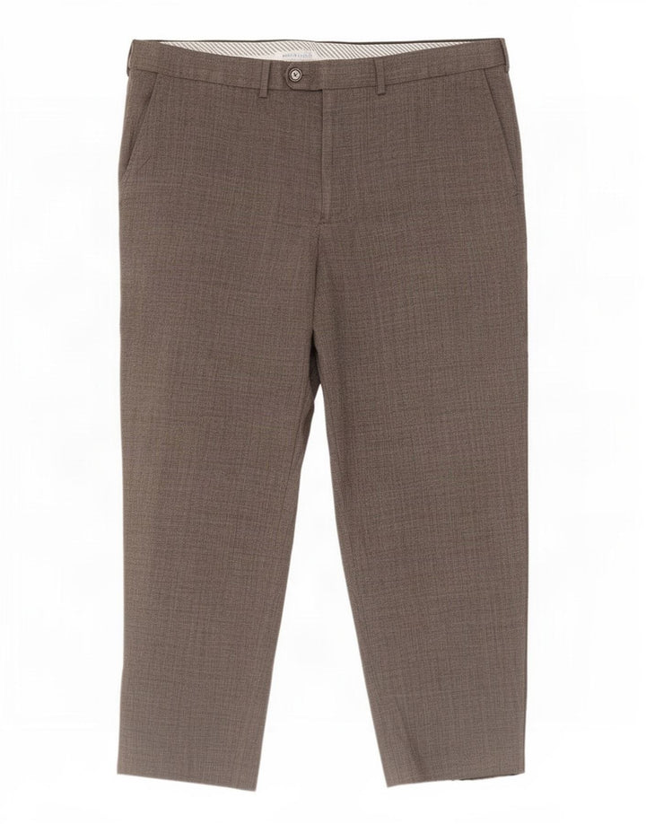 Pantaloni da abito dritti da uomo Marks & Spencer W38 L27 poliestere grigio