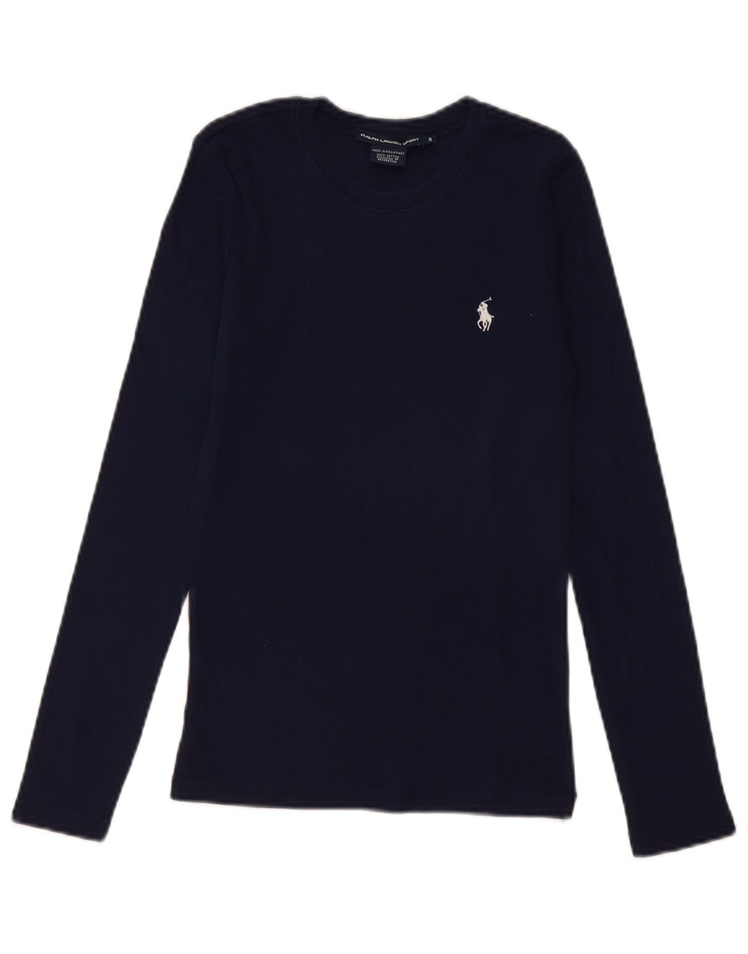 Top da donna Ralph Lauren a maniche lunghe UK 8 Small in cotone blu navy