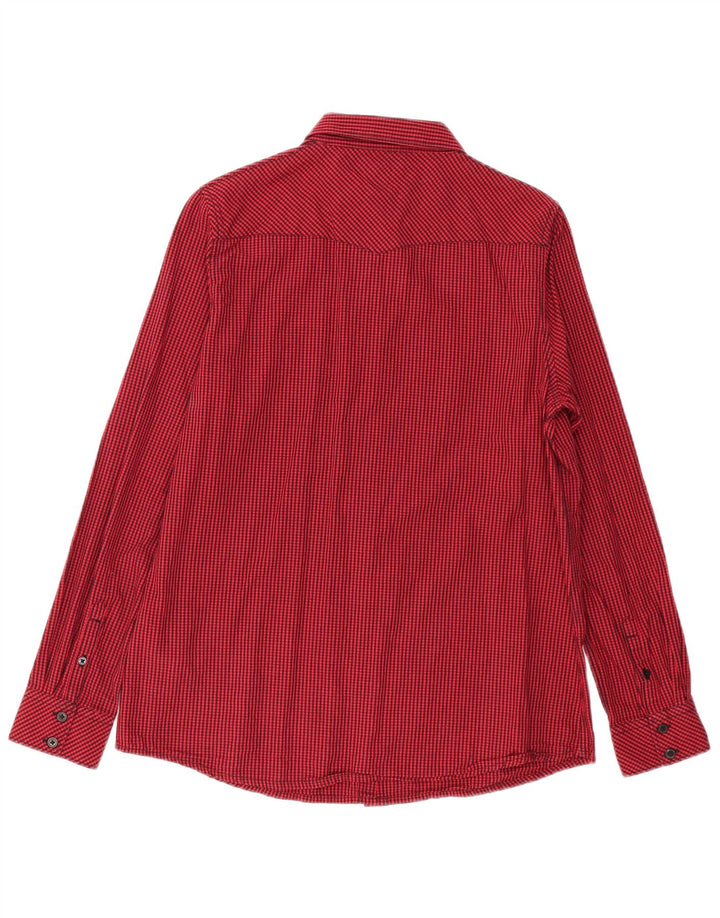 Camicia western da uomo Wrangler in cotone a quadretti rosso medio