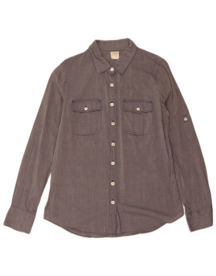 J. CREW Womens Shirt UK 10 Small Grey Cotton