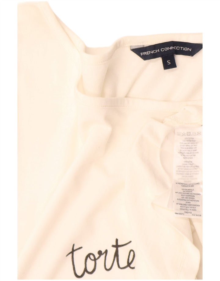T-shirt grafica da donna French Connection Top UK 10 piccola in cotone bianco