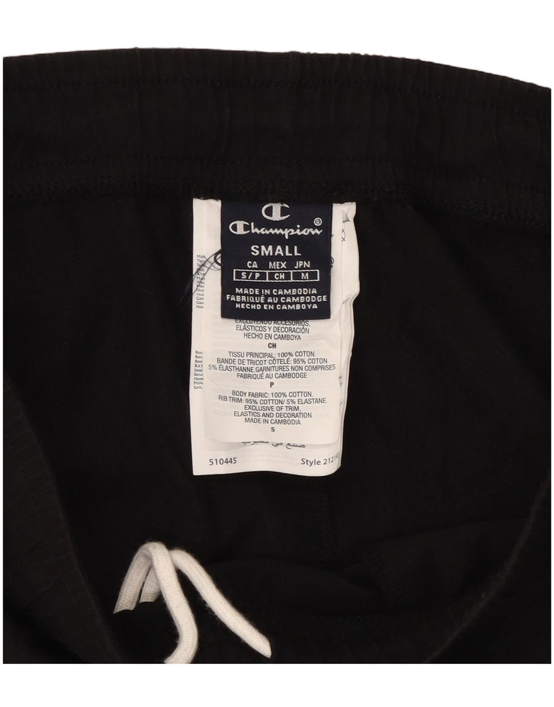 Pantaloni da tuta da uomo Champion Joggers piccoli in cotone nero