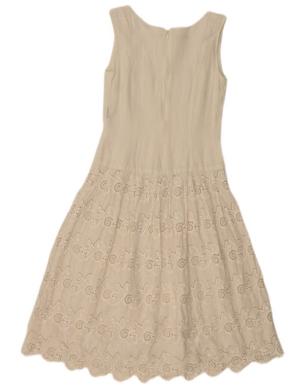 MARIELLA BURANI Womens Sleeveless A-Line Dress UK 10 Small Off White Linen