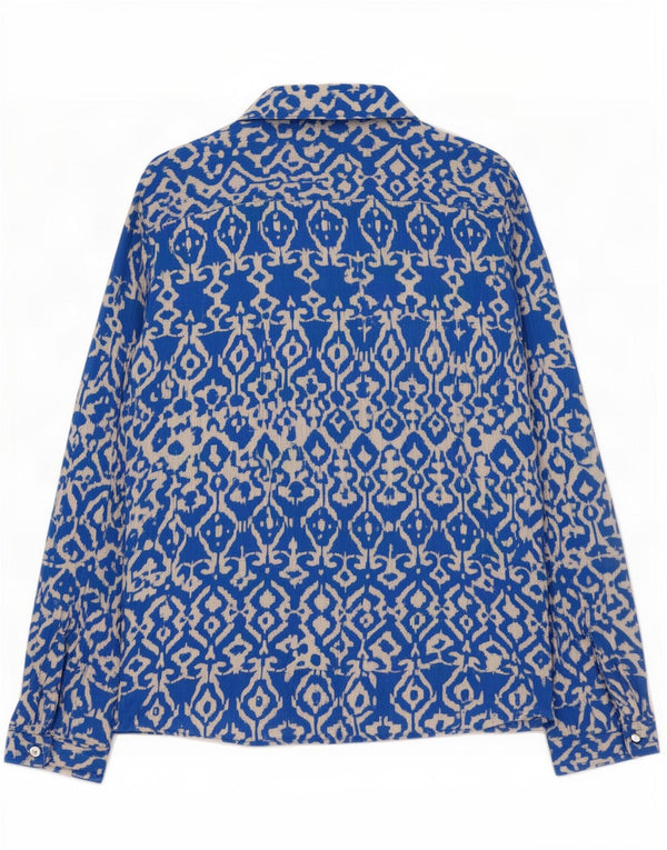 Camicia Zara da donna camicetta UK 12 viscosa Ikat blu medio