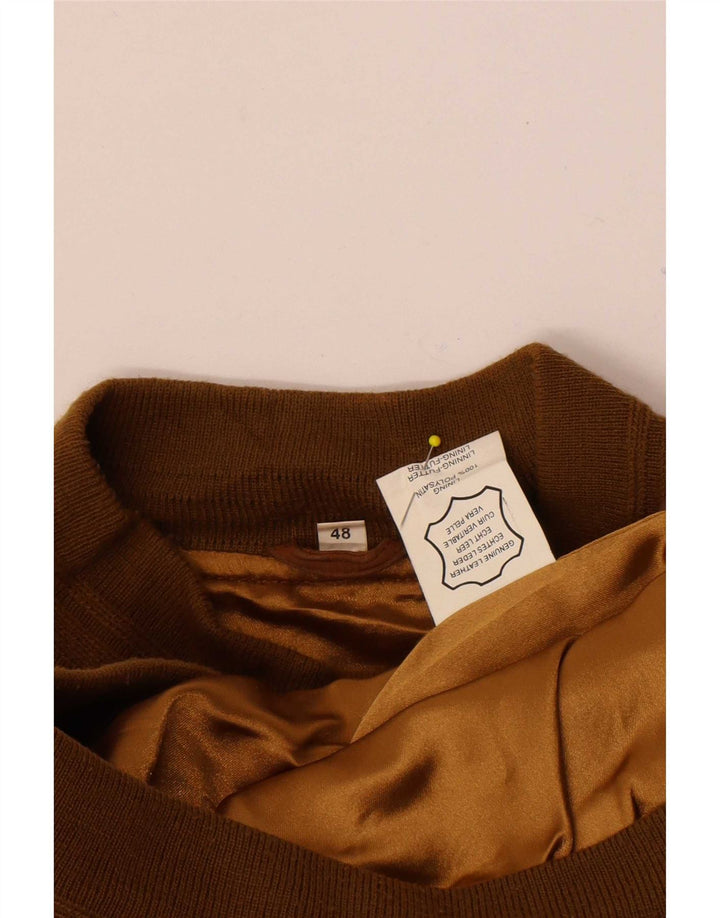 Giubbotto bomber vintage in pelle scamosciata da uomo IT 48 in pelle marrone medio