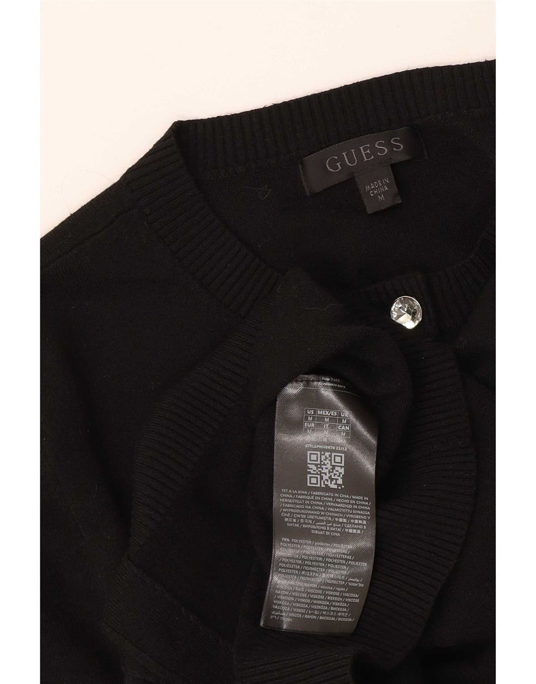 Maglione cardigan corto da donna Guess UK 12 poliestere nero medio