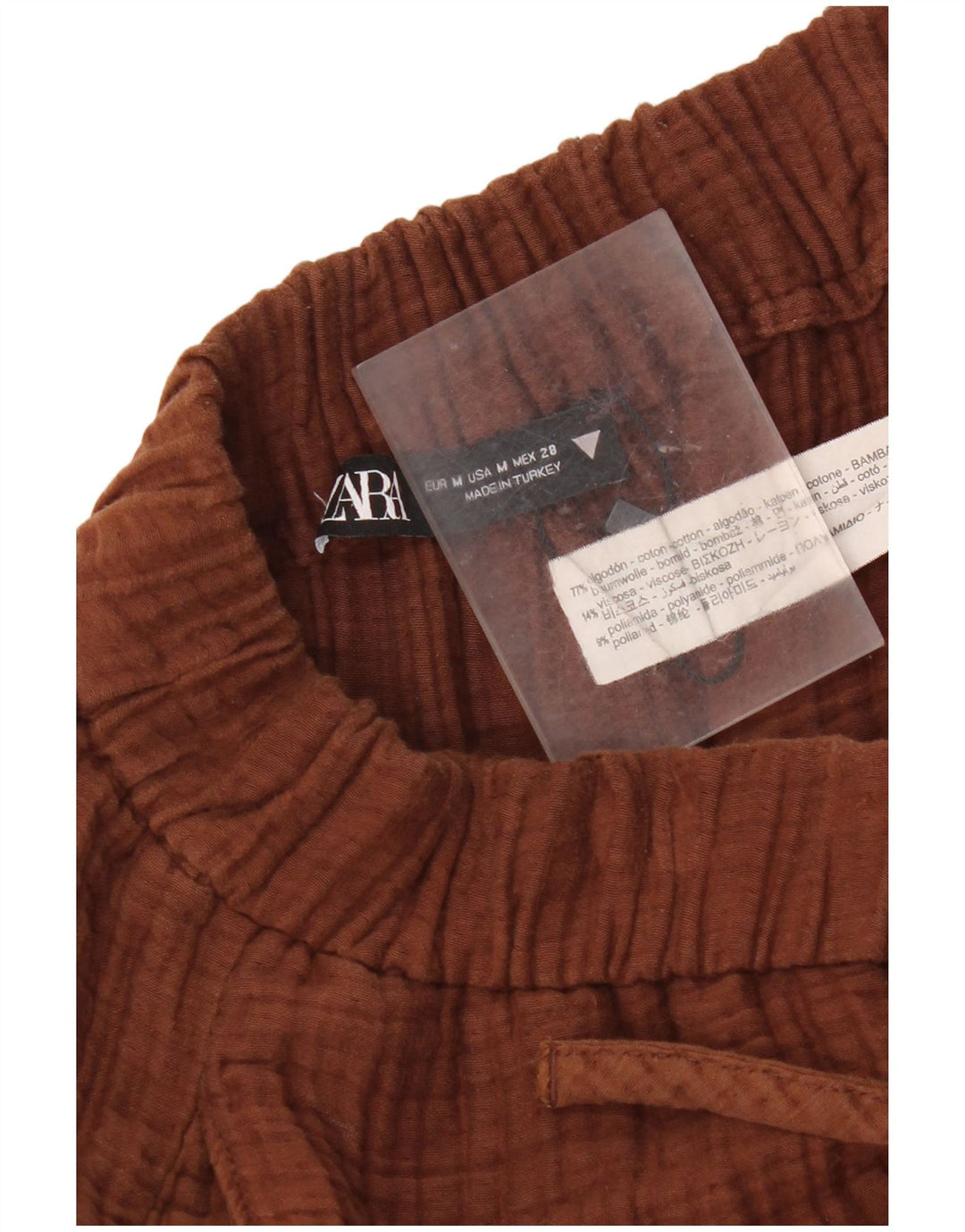 Pantaloni casual slim da donna Zara medi W28 L28 cotone marrone