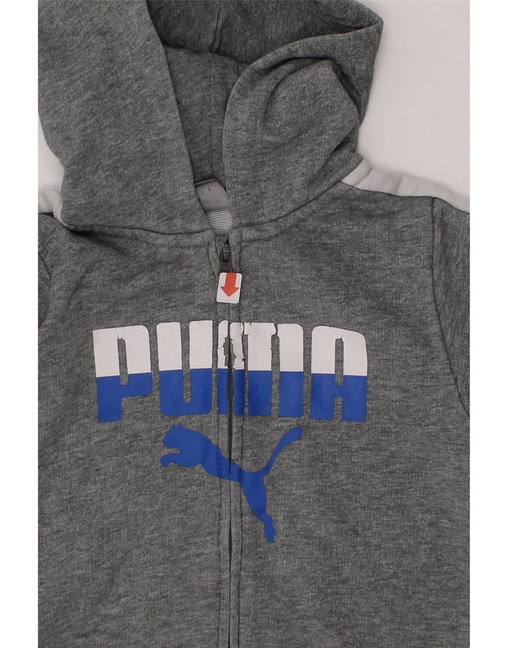 PUMA Boys Graphic Zip Hoodie Sweater 2-3 Years Grey Vintage Puma and Second-Hand Puma from Messina Hembry 