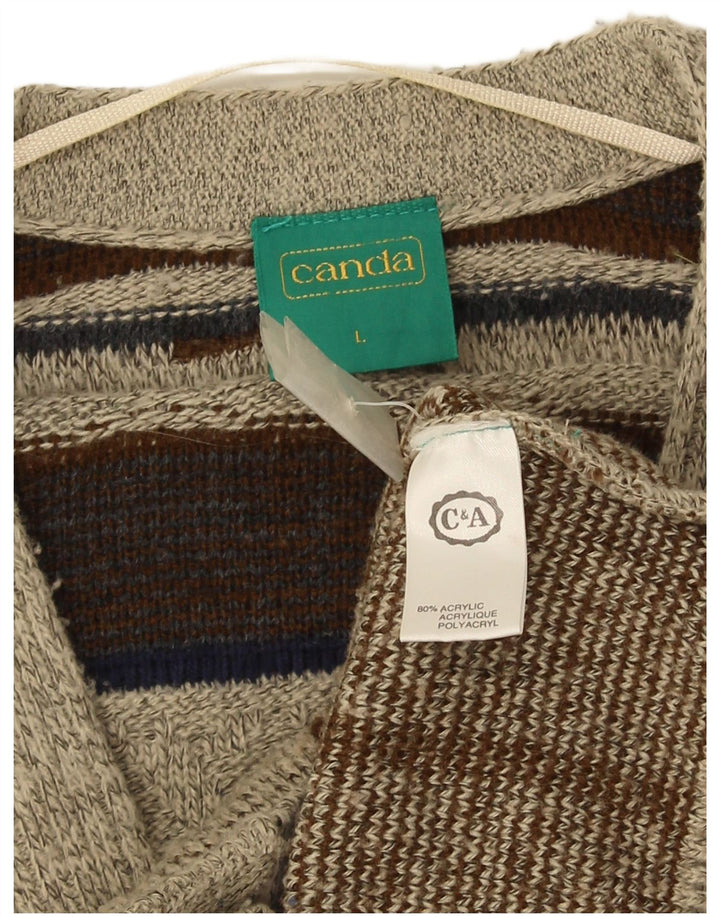 Canada Uomo Cardigan Maglione Large Grigio Acrilico geometrico