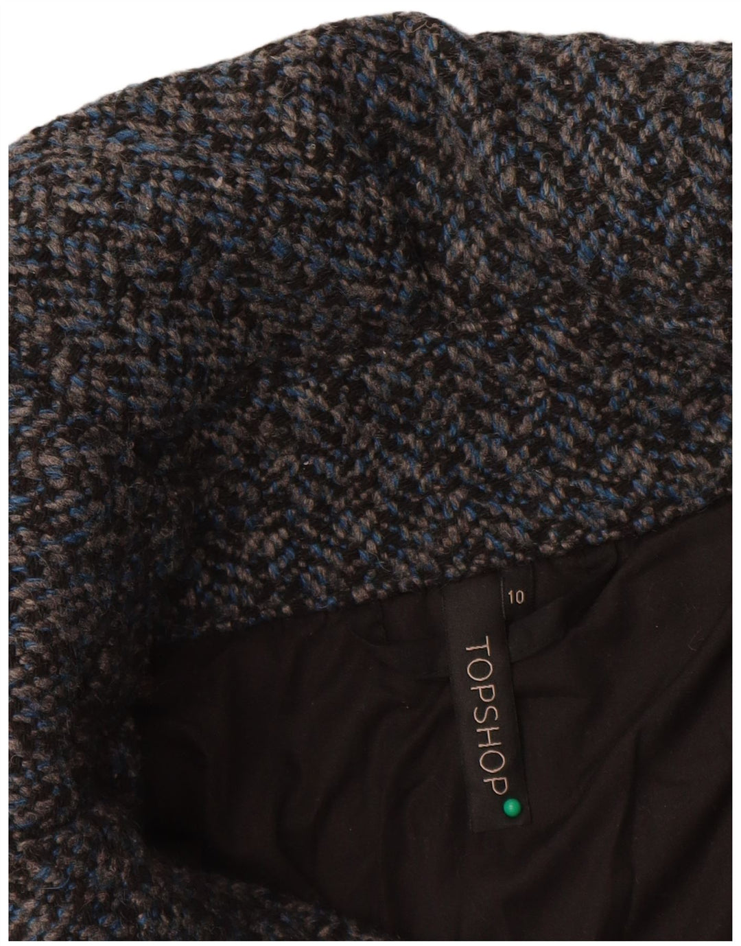 Giubbotto bomber da donna Topshop UK 10 piccolo poliestere blu a spina di pesce