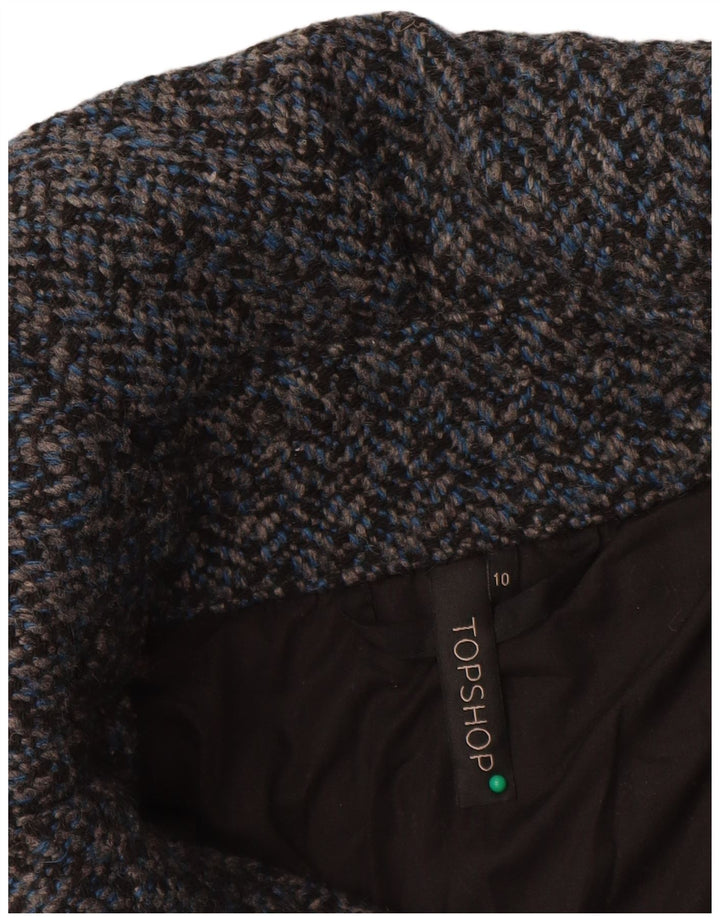 Giubbotto bomber da donna Topshop UK 10 piccolo poliestere blu a spina di pesce