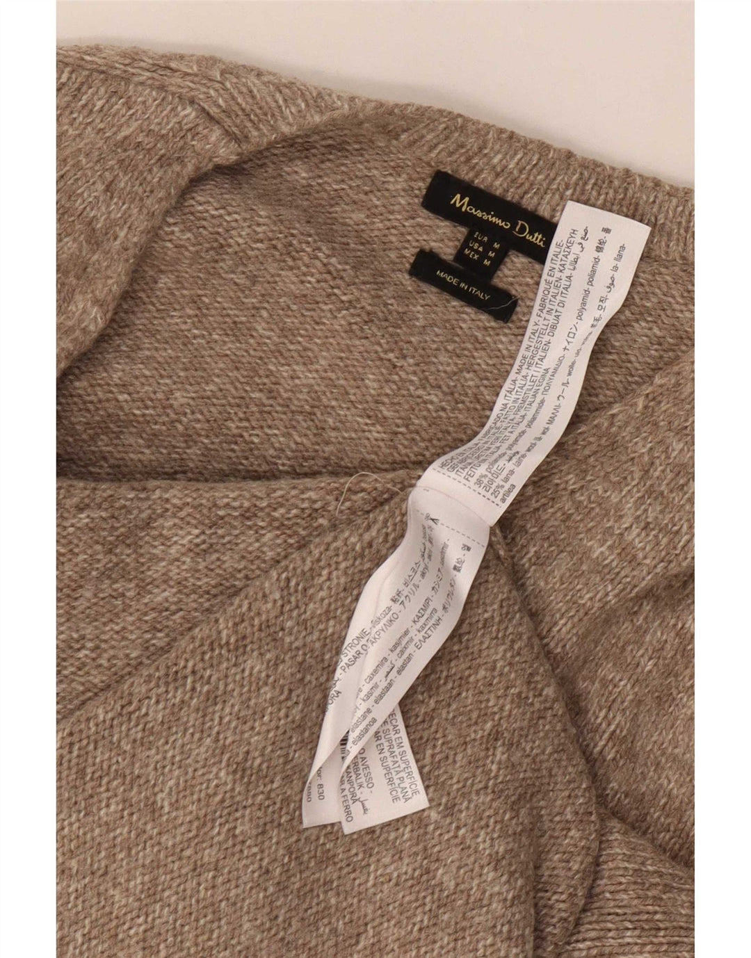 Maglione da uomo con scollo a V Massimo Dutti in poliammide beige medio