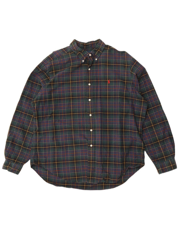 Camicia Ralph Lauren da uomo in flanella vestibilità classica 2XL verde a quadri