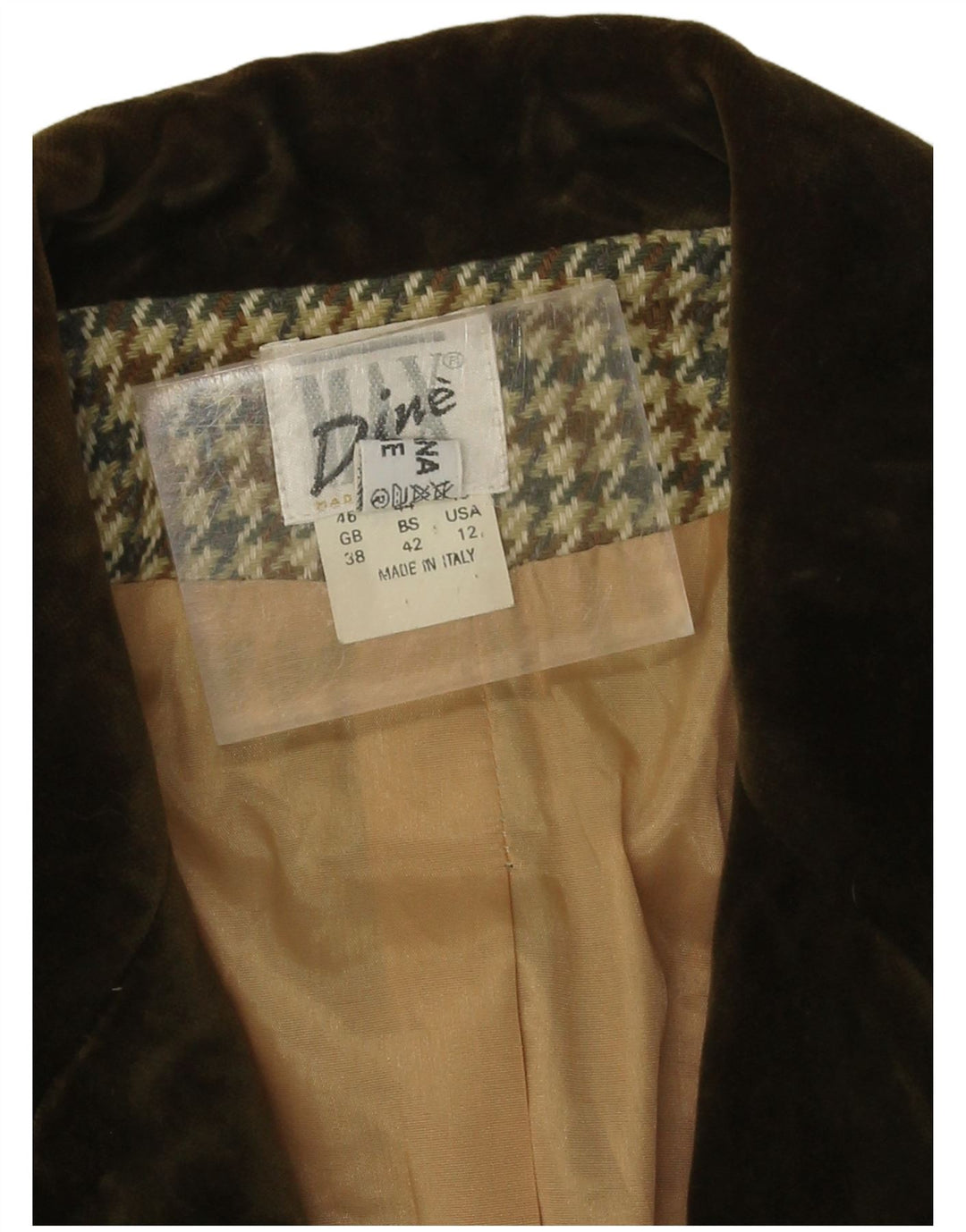 Giacca blazer vintage da donna a 1 bottone EU 38 pied de poule beige medio