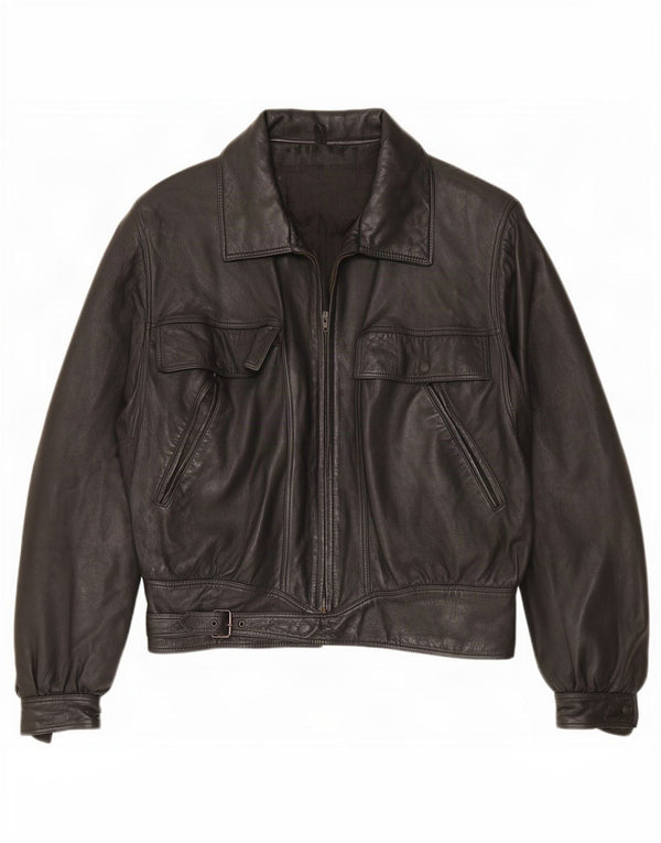 Giacca in pelle vintage da uomo UK 42 XL nera