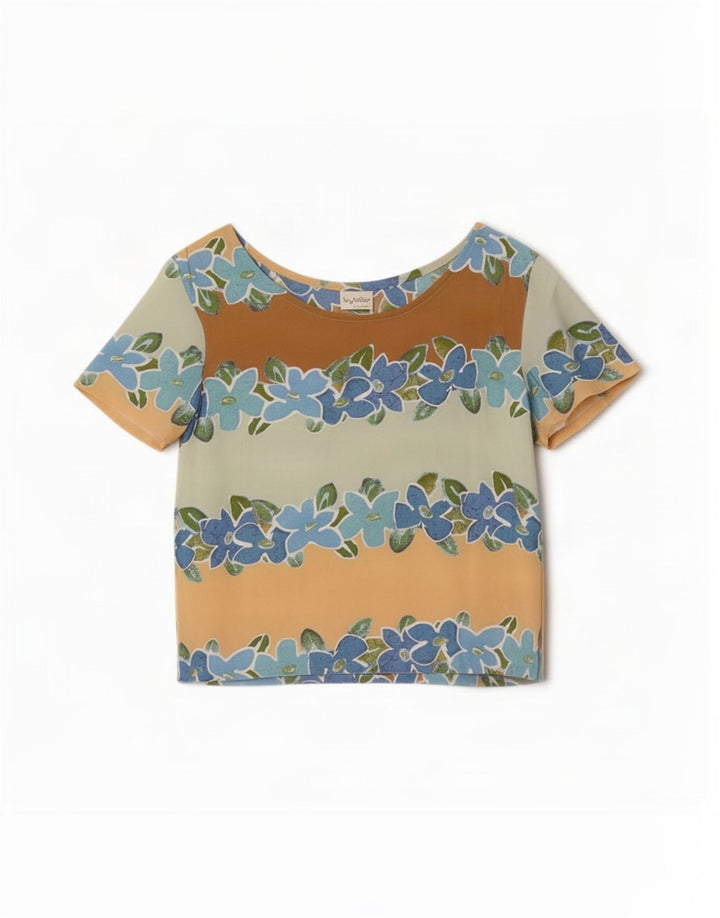 Byblos Camicetta corta da donna Top UK 14 Viscosa floreale multicolore media