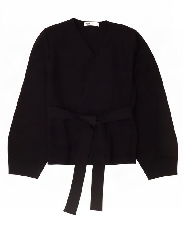 Maglione cardigan da donna Zara UK 10 piccolo nero in poliammide
