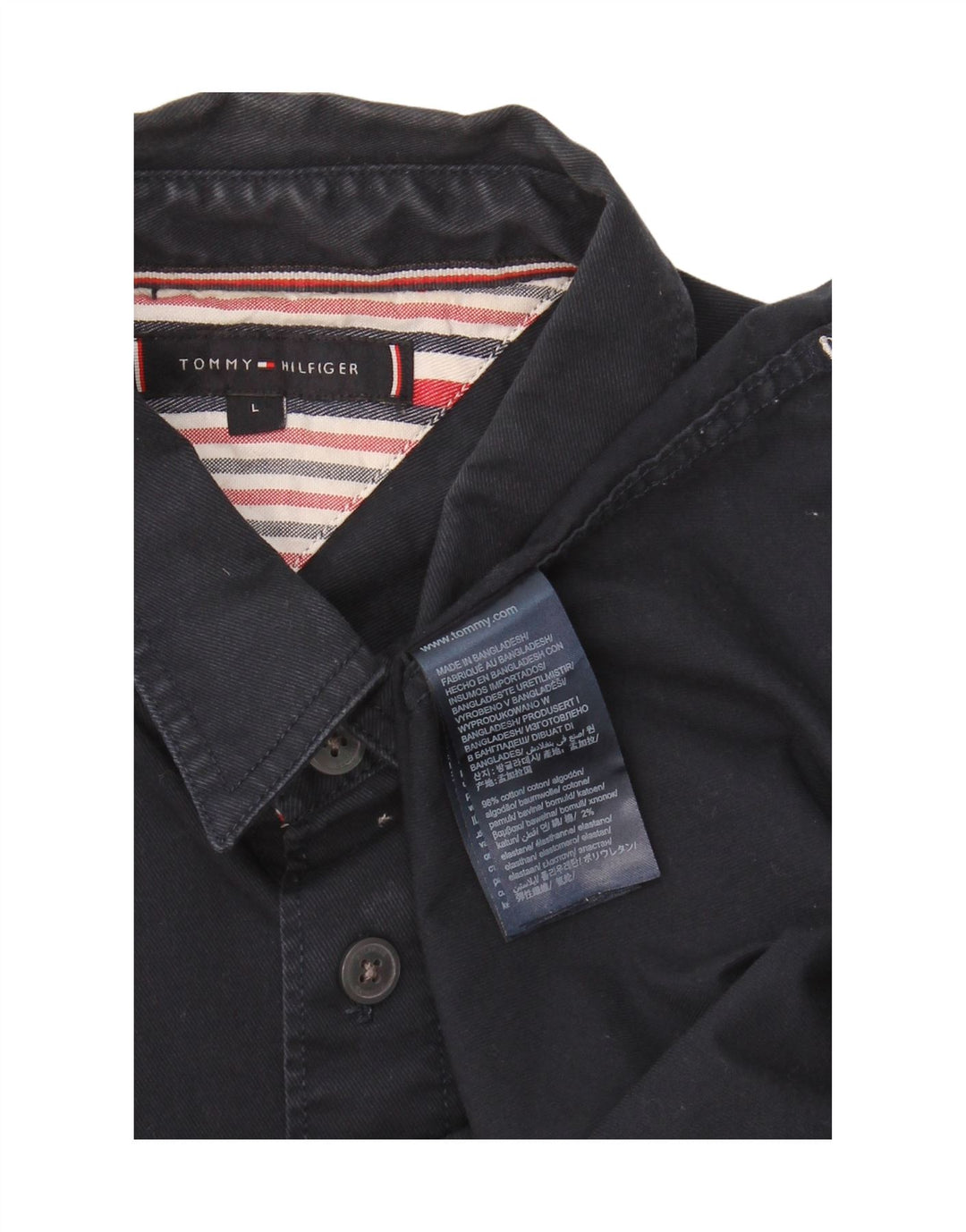 TOMMY HILFIGER Mens Shirt Large Navy Blue Cotton