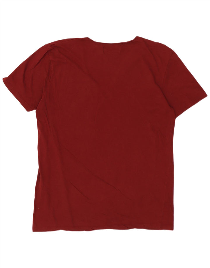 T-shirt da uomo ZARA Top XL Bordeaux in cotone
