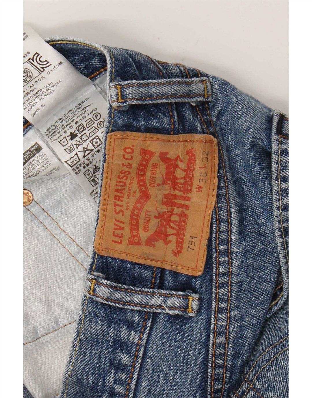 Levi's Uomo 751 Jeans dritti W36 L29 Cotone Blu