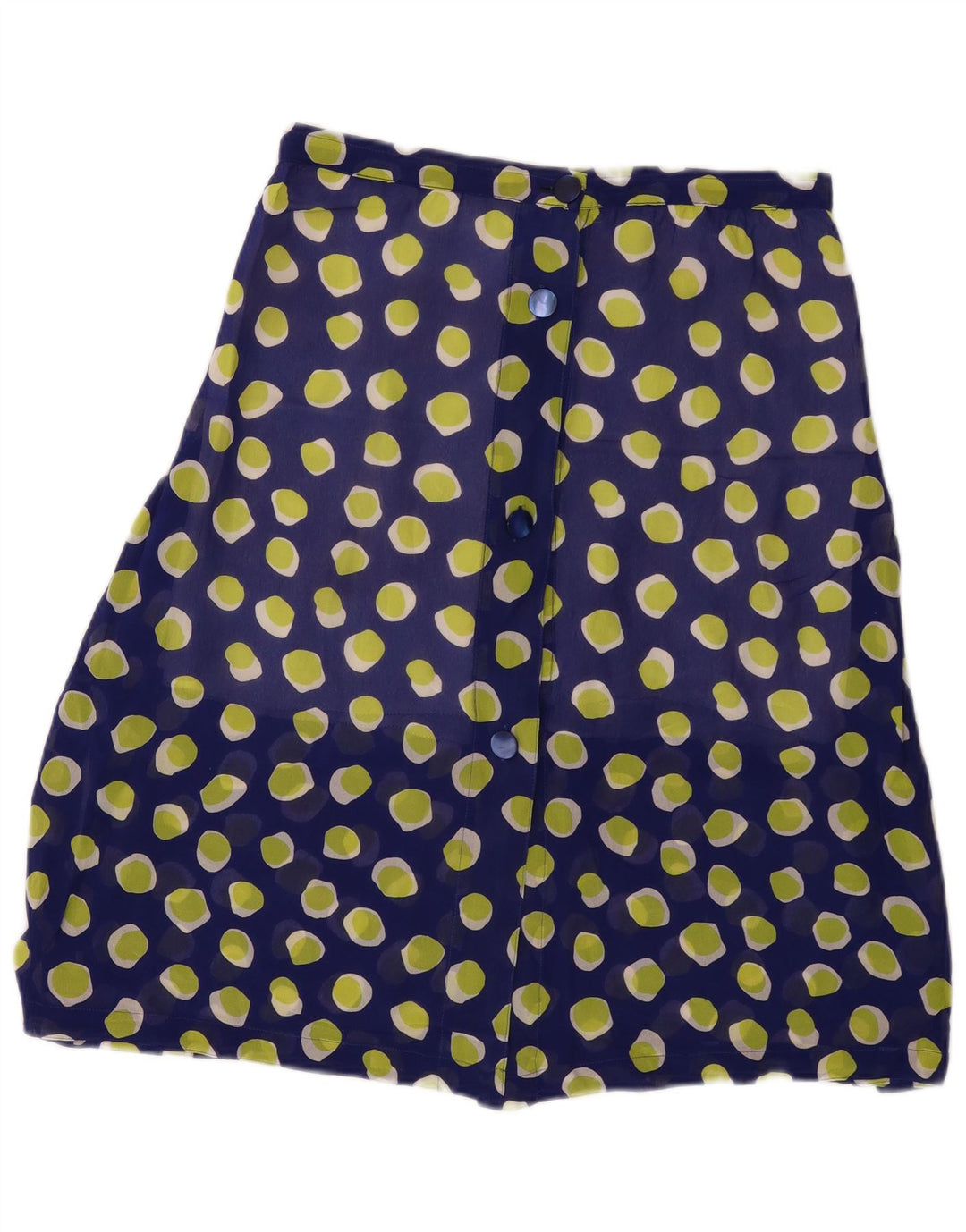 Gonna a trapezio vintage da donna W30 media blu navy maculata