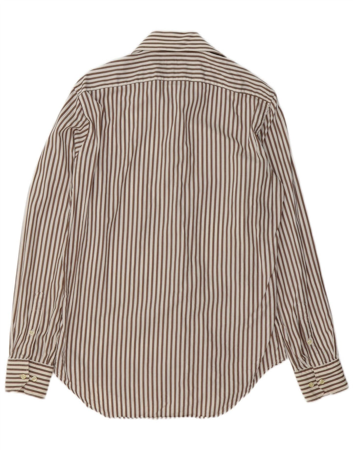 Camicia da uomo MASSIMO DUTTI taglia 39 15 1/2 cotone gessato marrone medio