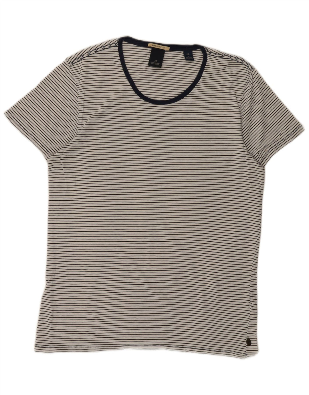 T-shirt da uomo SCOTCH & SODA Top in cotone gessato bianco medio