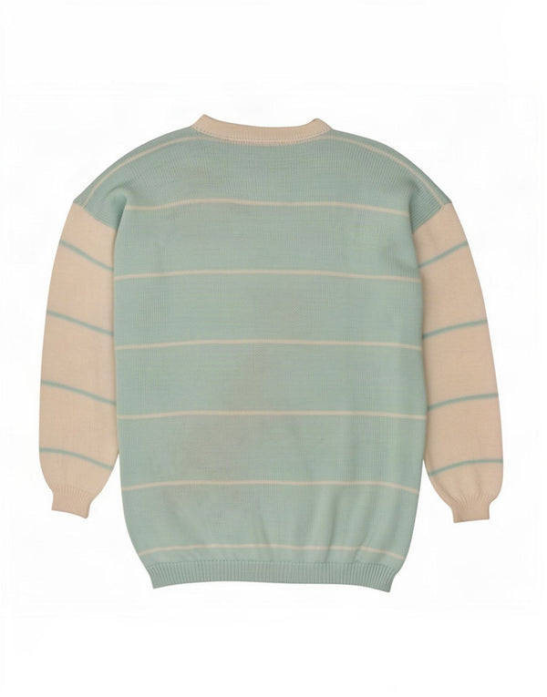 Maglione maglione vintage da donna con scollo a barca UK 16 Grande poliacrilico floreale blu