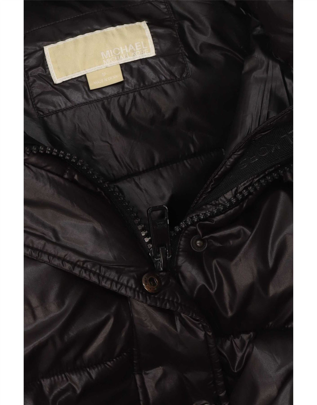 Giacca imbottita con cappuccio da uomo Michael Kors UK 38 poliestere nero medio