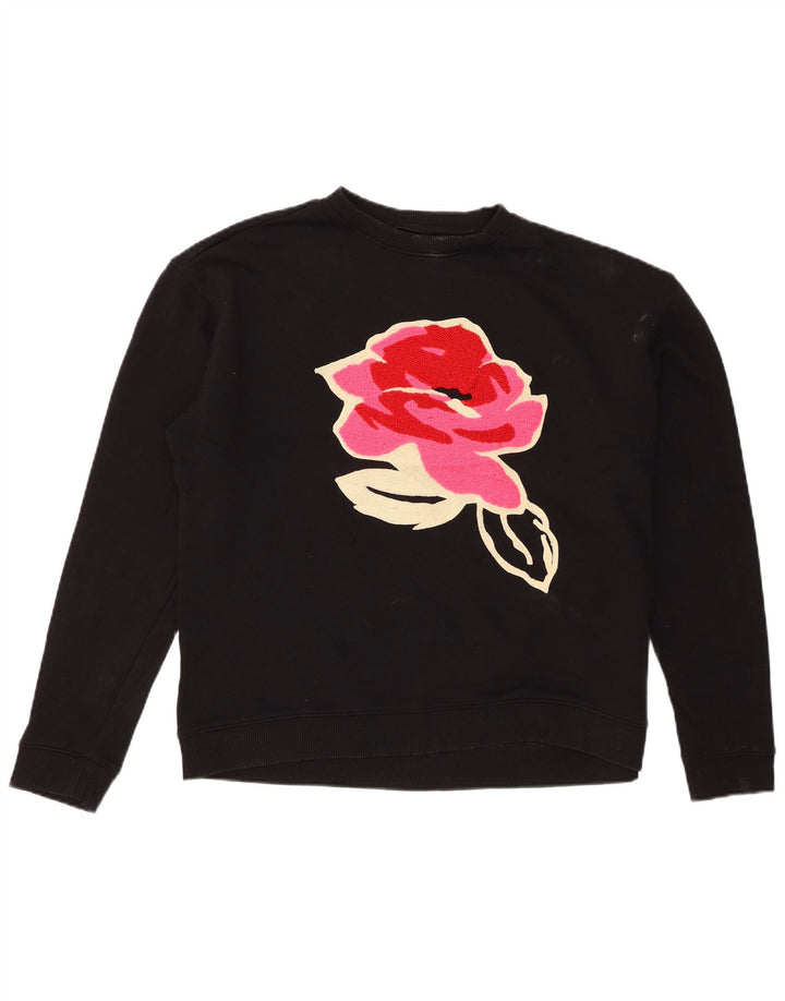 Maglione maglione girocollo con grafica da donna Ted Baker taglia 2 piccolo nero