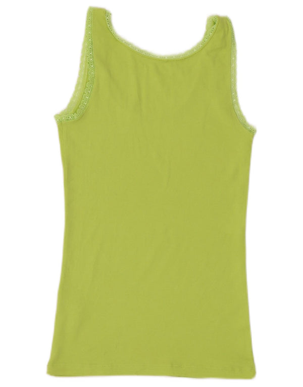 BENETTON Canotta da donna UK 14 grande cotone verde