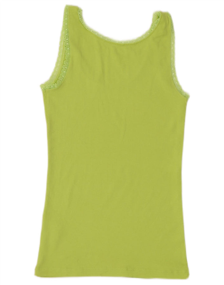 BENETTON Canotta da donna UK 14 grande cotone verde