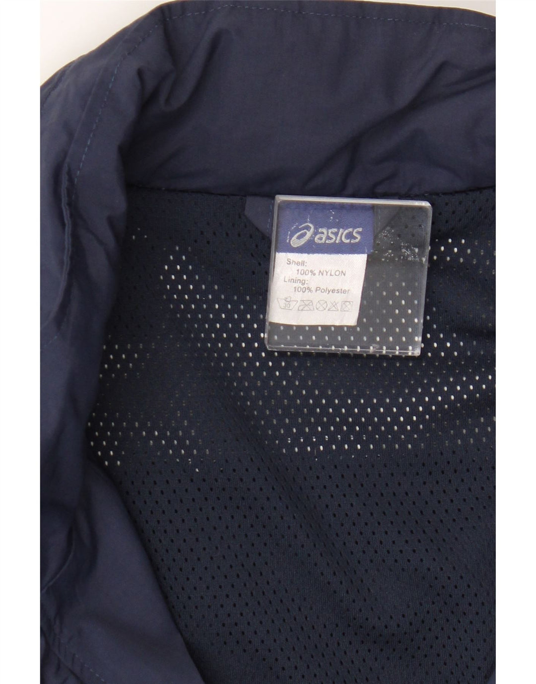 Giacca antipioggia da uomo Asics con cappuccio UK 40 Large in nylon color block blu navy