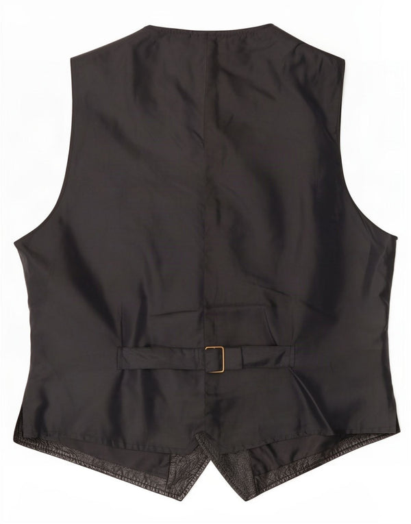 Gilet in pelle da uomo vintage IT 54 XL Nero