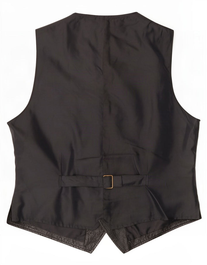 Gilet in pelle da uomo vintage IT 54 XL Nero