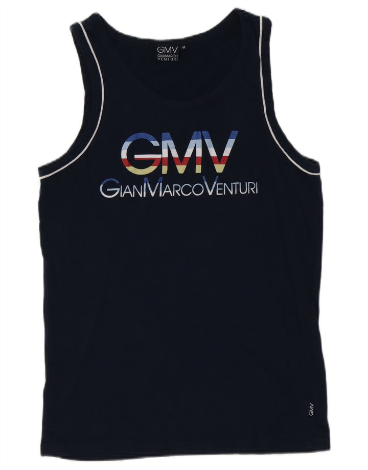 Gilet grafico da uomo Gianmarco Venturi, cotone medio blu navy