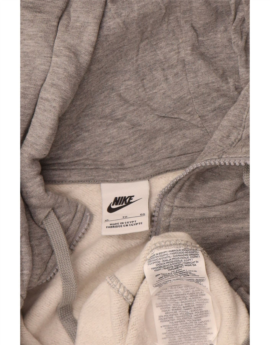 Felpa con cappuccio e zip NIKE da uomo XL in cotone grigio