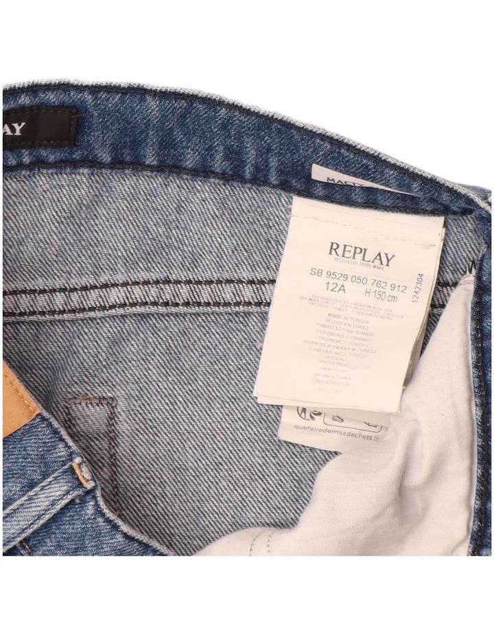 REPLAY Pantaloncini di jeans cargo da ragazzo 11-12 anni W26 cotone blu