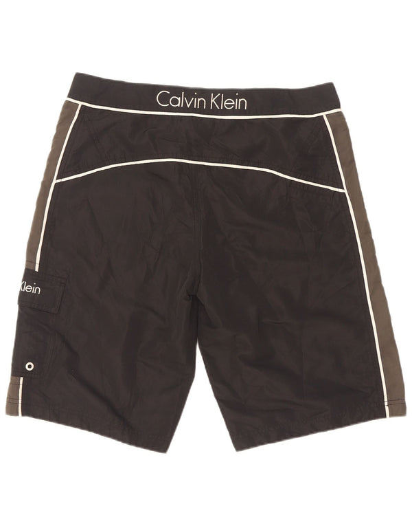 Pantaloncini da bagno grafici da uomo Calvin Klein piccoli color block nero