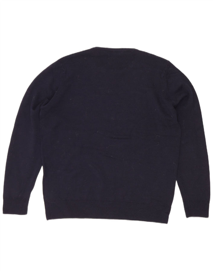 Maglione maglione girocollo da donna Marks & Spencer UK 12 Lana blu navy media