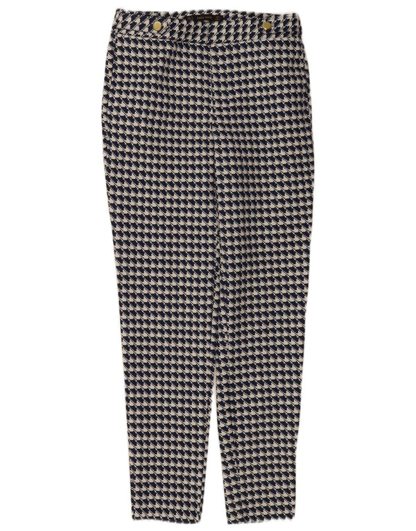 Zara Womens Slim Chino Trousers Small W26 L30 Navy Blue Geometric